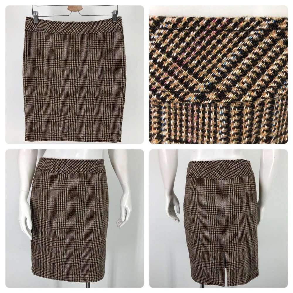 The Limited Glen Plaid Skirt Womens 6 Preppy Colorful Academia Clueless Wool Bld
